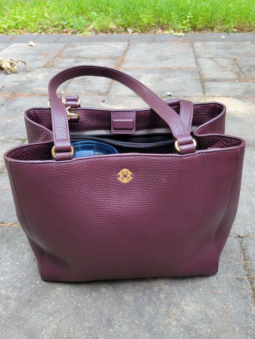 Dagne Dover Allyn Leather Tote Small Oxblood